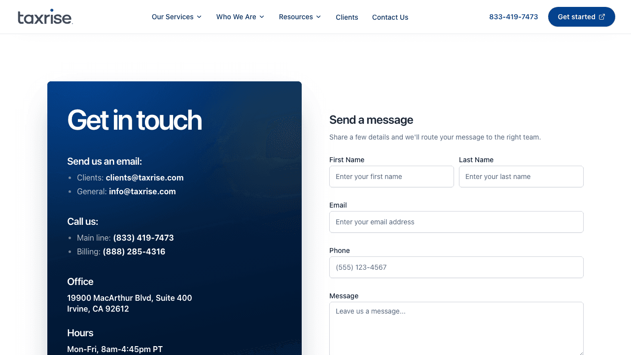 Contact page